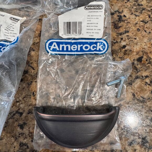 Amerock Oil Rubbed Bronze Cabinet Cup Pull Hardware Set 3-Inch Center Pack Of 6 - Picture 3 of 6